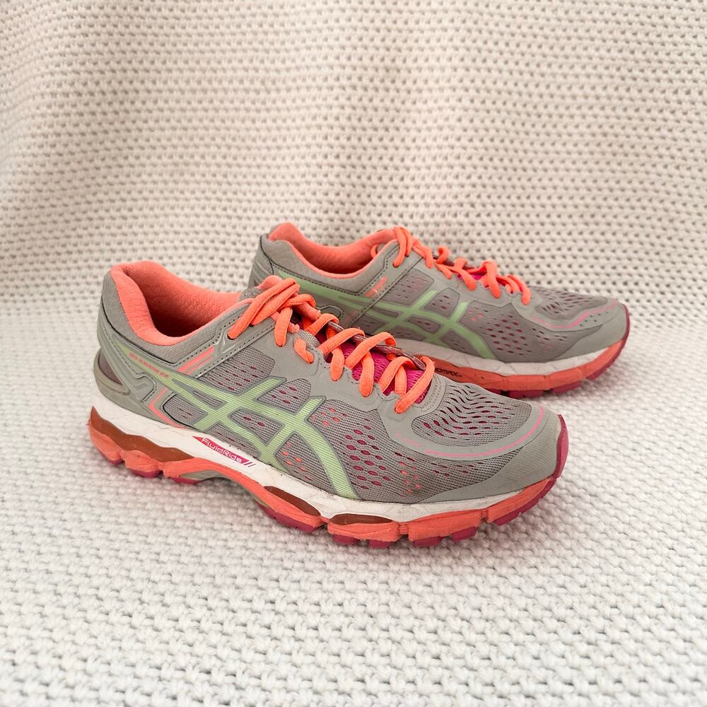 Asics Women's GEL-Kayano 22 Running Sneakers Shoes Silver Grey Pistachio Coral